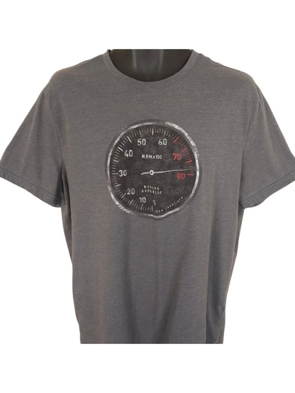 RPM Gauge Tachometer T Shirt Mens Size XL Gray Banana Republic